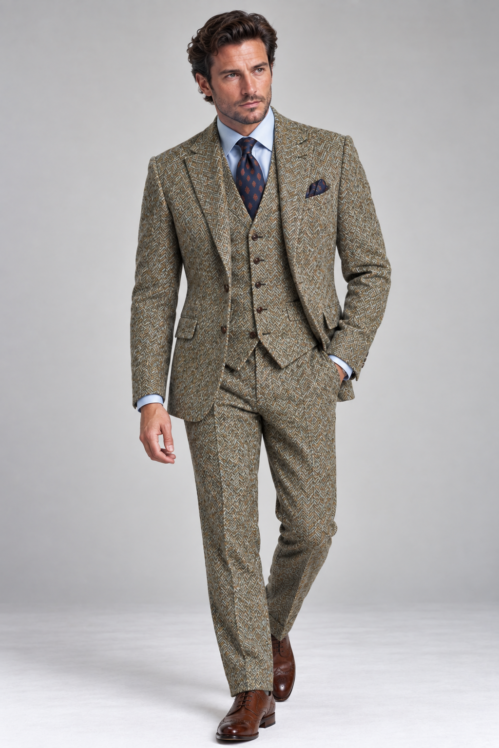 Tweed 3 Piece Suit Fabric Holland & Sherry 8924012