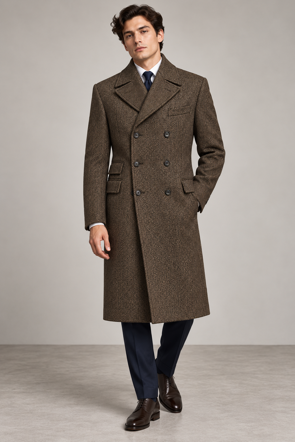 Ulster Coat Holland & Sherry Brown Tweed Fabric 8323030