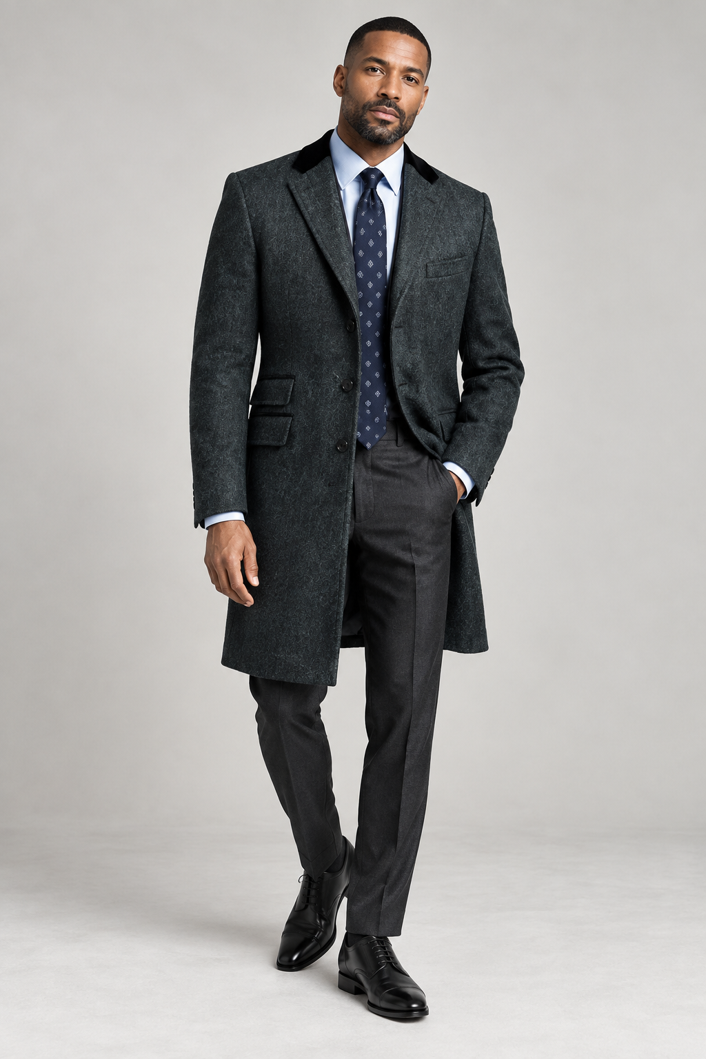 Chesterfield Overcoat Single Breasted Grey Holland & Sherry Wool 80% Cashmere 20% 9826010