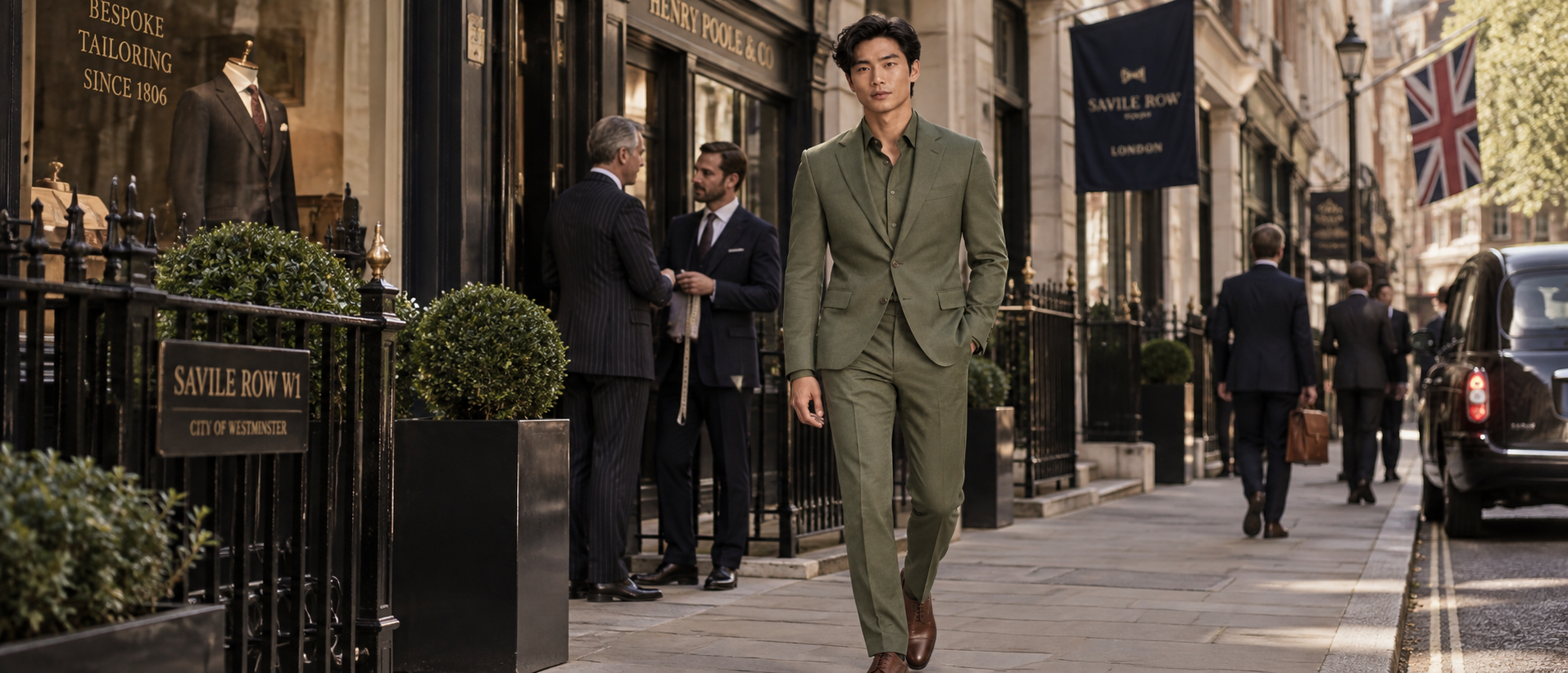 Olive Green 2 Piece Suit in Savile Row