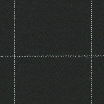 Black and white herringbone windowpane — Holland & Sherry InterCity cloth 6024036