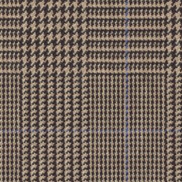 Tan glen check plaid with blue windowpane — Holland & Sherry City of London cloth 6223030