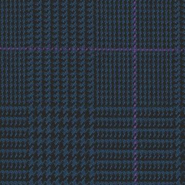 French navy glen check plaid with purple windowpane — Holland & Sherry City of London cloth 6223031