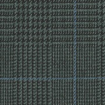 Grey glen check plaid with blue windowpane — Holland & Sherry City of London cloth 6223032