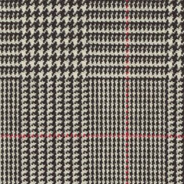 Black and white glen check plaid with red windowpane — Holland & Sherry City of London cloth 6223033