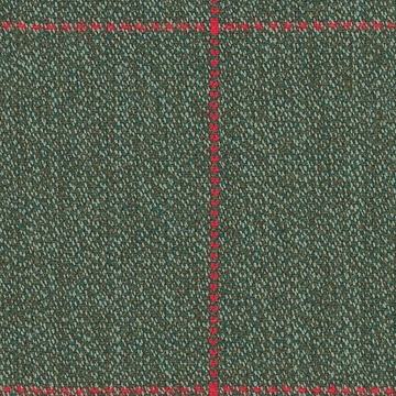 Moorland Tweeds 8323017 Olivetan Mix Barleycorn With Cherry Windowpane swatch