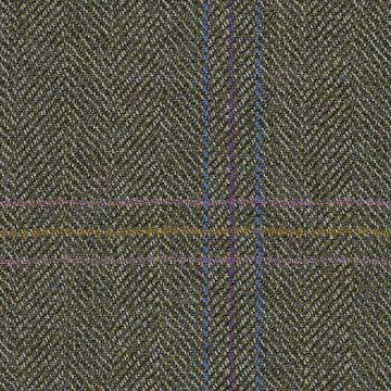 Moorland Tweeds 8323022 Brownheather Mix Herringbone With Tramline Windowpane swatch